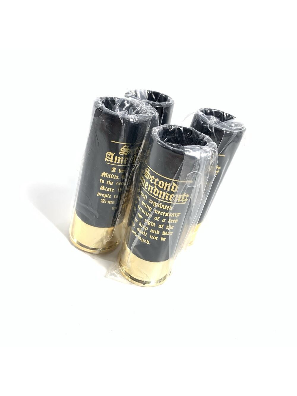 New 12 Gauge Novelty Shell Shot Glasses Set of 4 Black Gold Bachelor Fathers Day